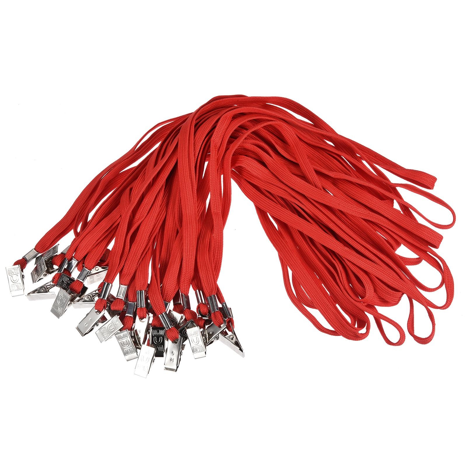 Lanyard Plate with Neck Clamp for ID Card Name Label, Red 25pcs
