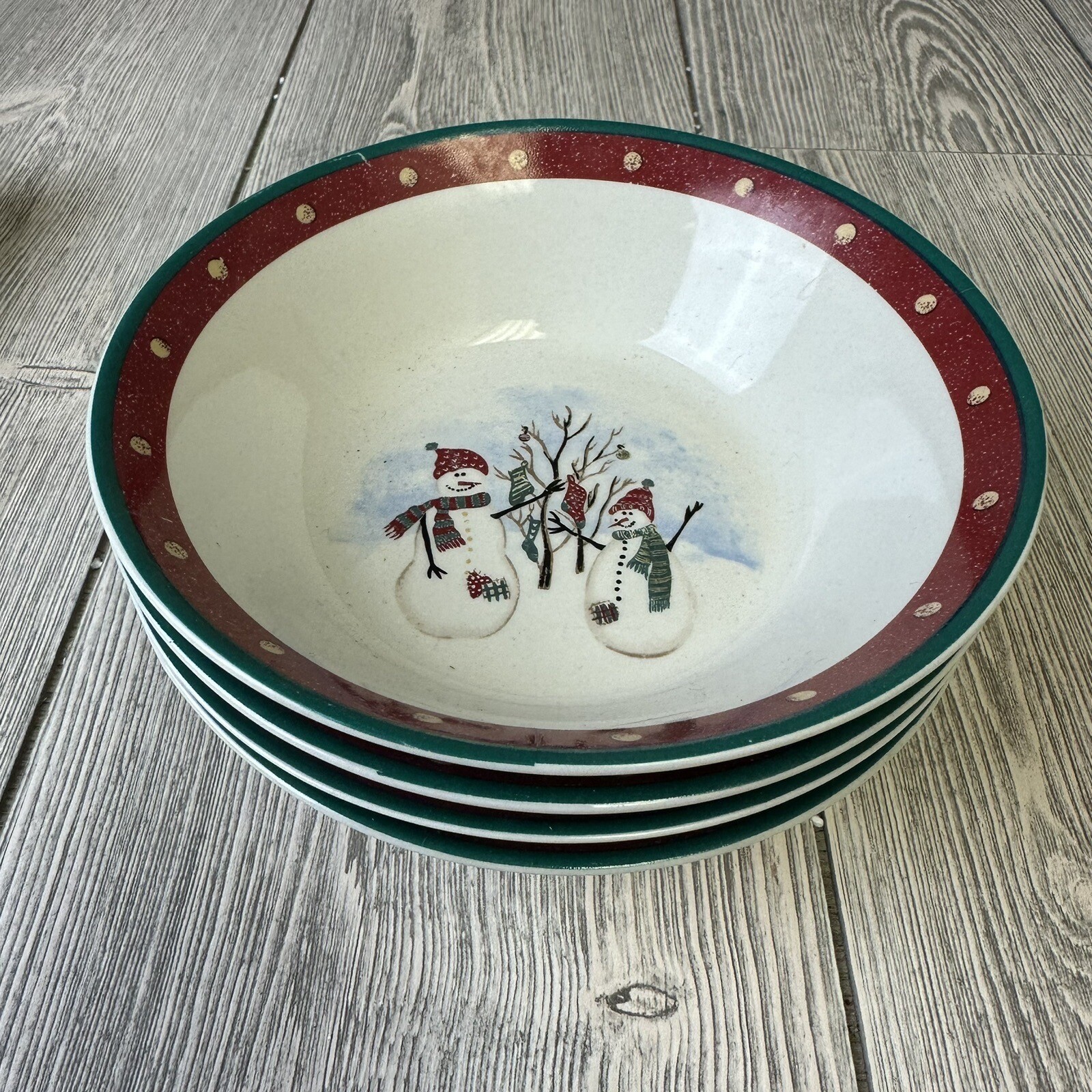 Royal Seasons Stoneware Snowman Set Of 4 Bowls