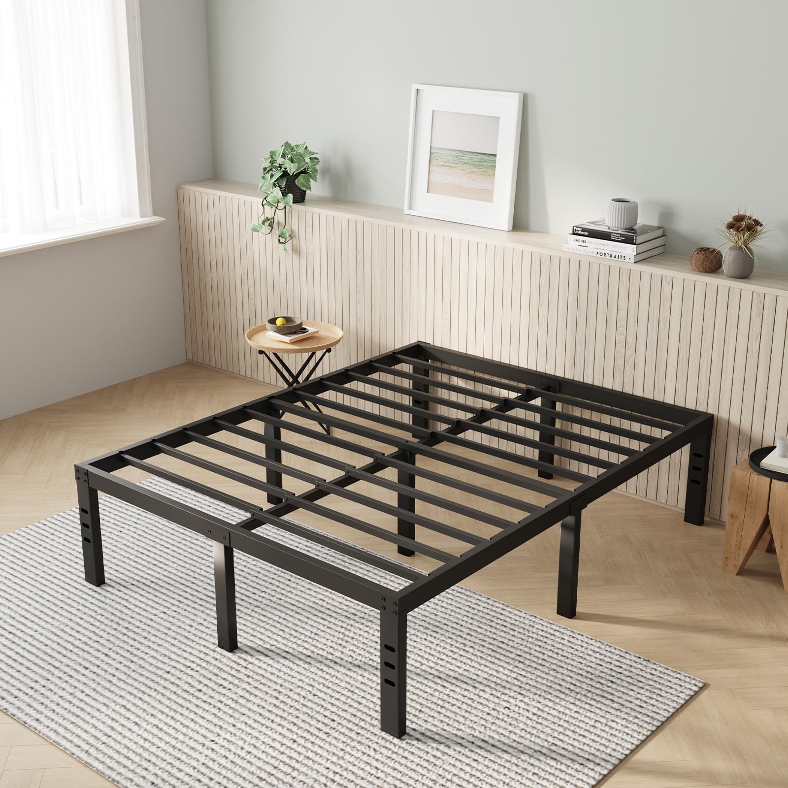 Novilla Queen Bed Frame, 14 Inch Metal Platform Frame Queen, Black 