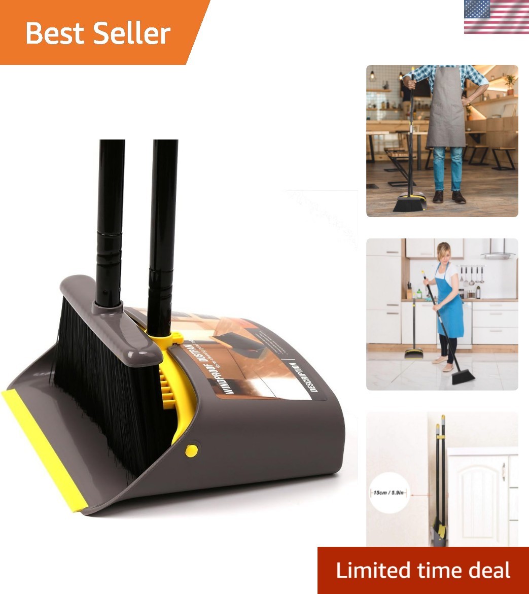 Broom with Dustpan Combo Set,Stand up Dust Pans with Long Handle 40"/52" Broo...