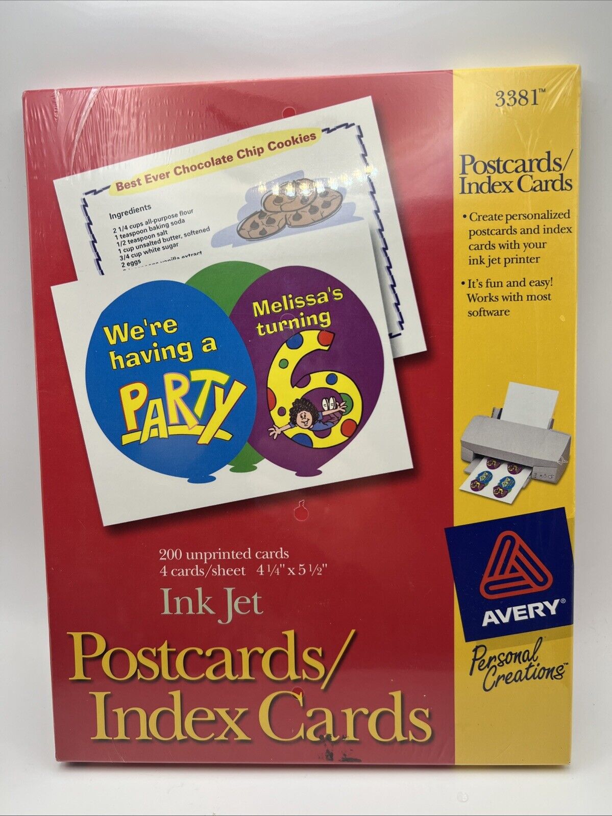 200 Avery 3381 Inkjet Postcards Index Cards 4 per sheet 5.5 X 4.25” White NEW