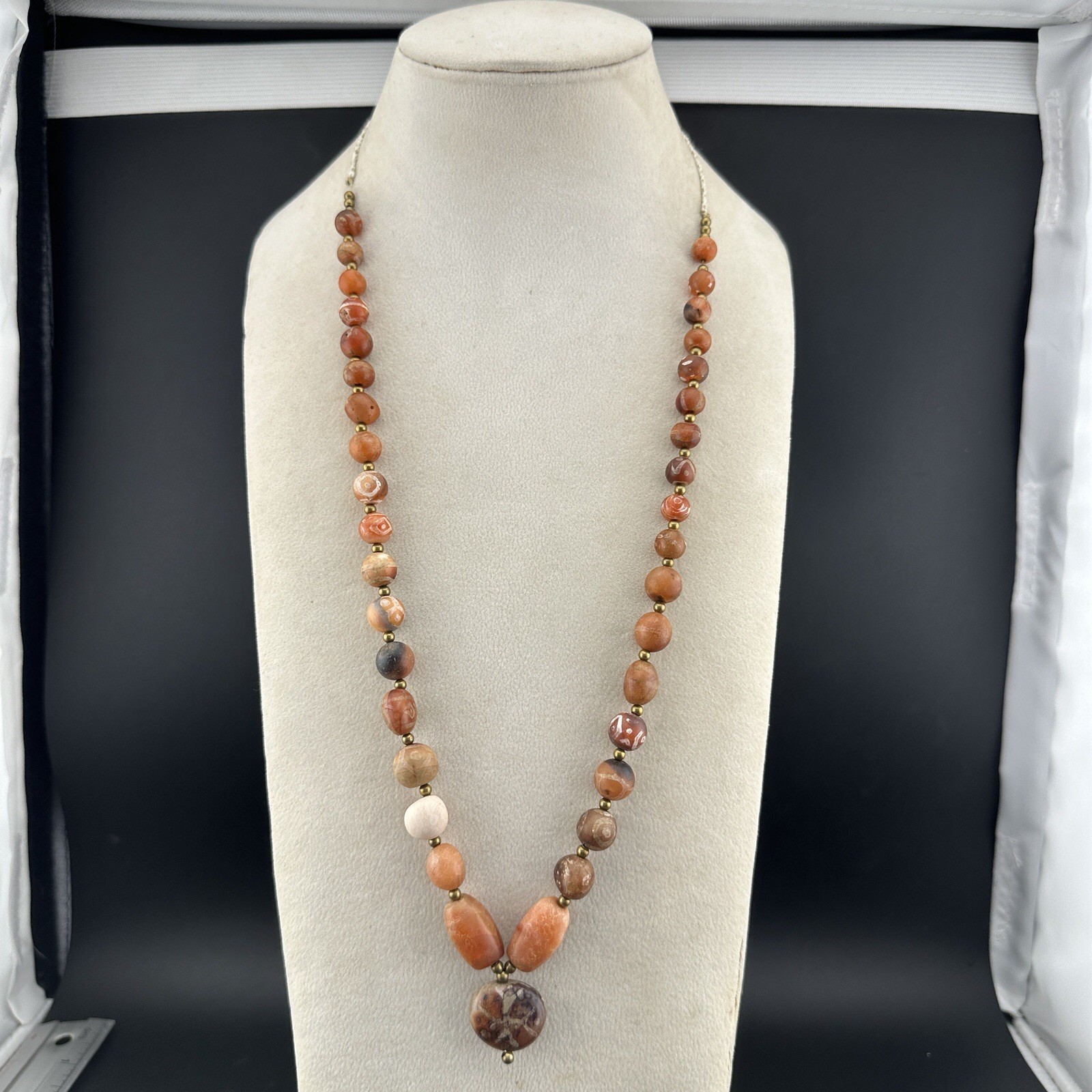 Vintage Himalayan Tibetan Carnelian Agate Beads￼ Beautiful  Necklace Rare
