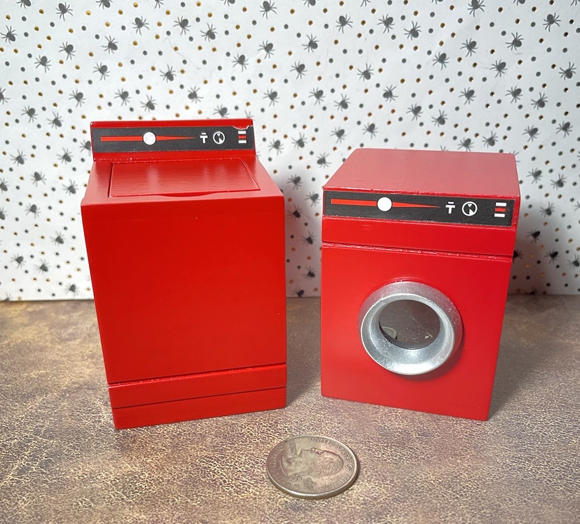 Dollhouse Miniature 1:12 Scale Washer And Dryer Red