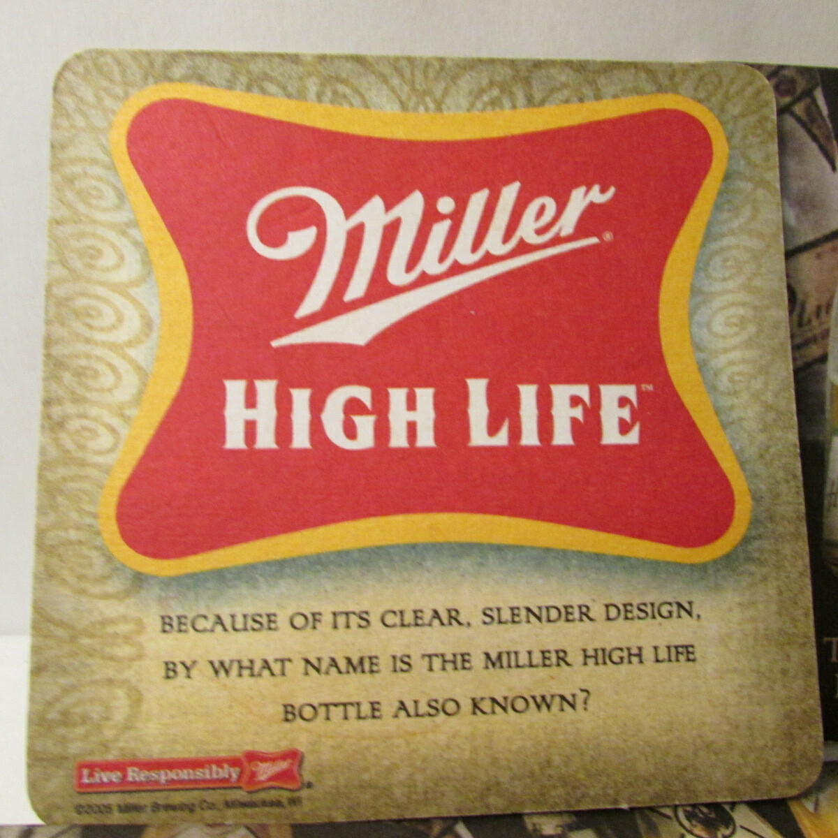 Miller High Life Beer Cardboard Coaster Vintage 3 7/8" square lot of 8