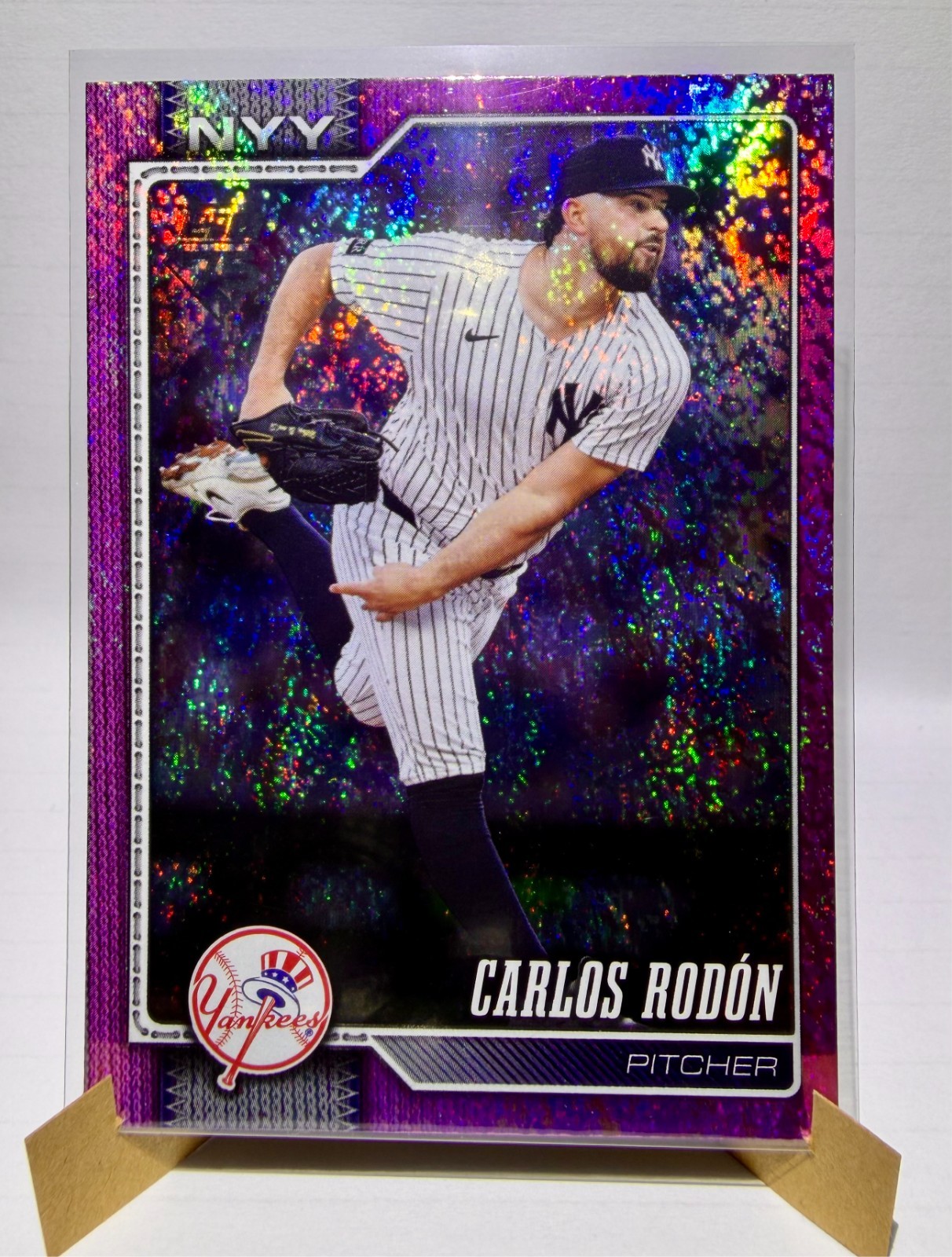2026 Topps Series 1 Carlos Rodon #82 Pink Holo Foil Refractor New York Yankees