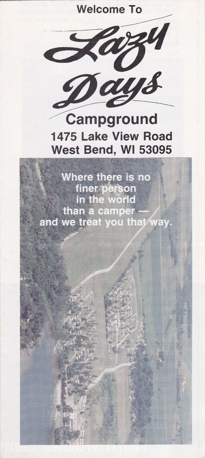 1991 Lazy Days Campground West Bend Wisconsin Brochure