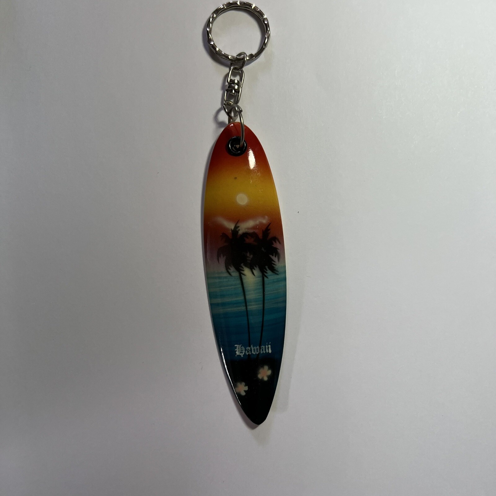 Vintage Hawaii Key Chain Keychain Key Ring Wooden Surfboard