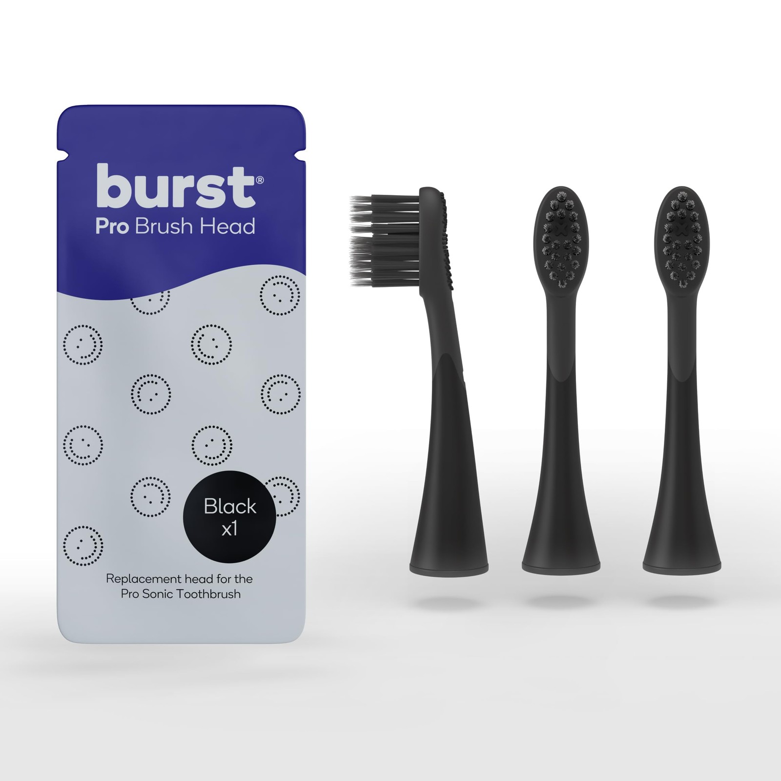 BURST Pro Sonic Electric Toothbrush Genuine 3 Count (Pack of 1), Black 