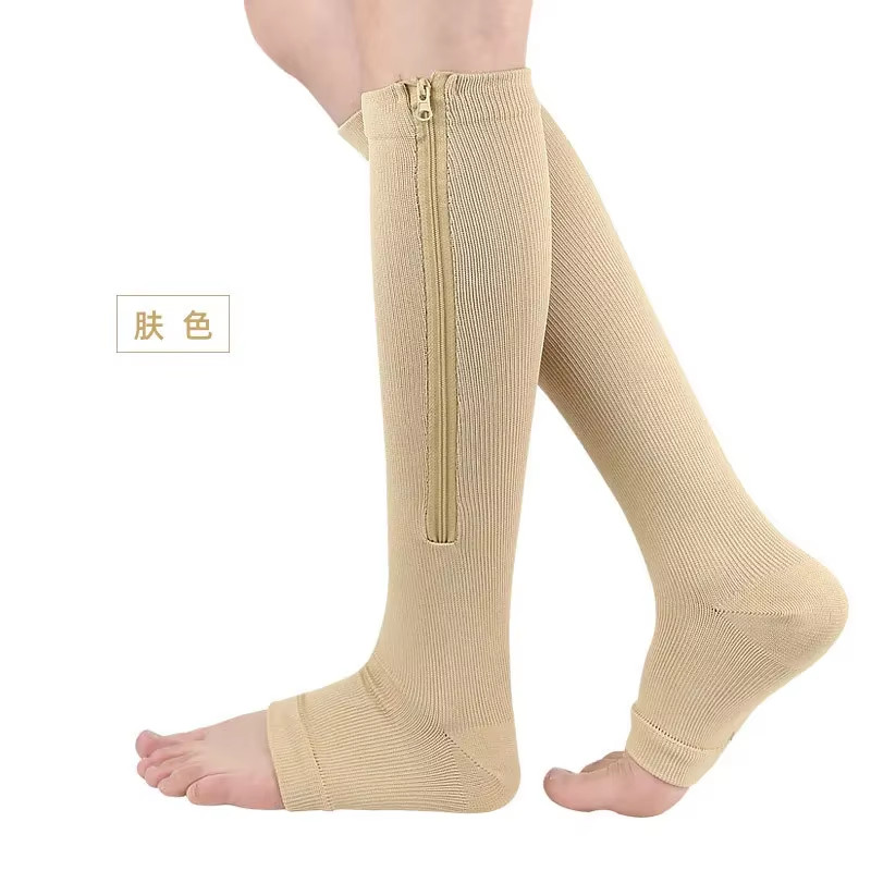 Medical Zipper Compression Sock Women Men High Elasticity Nylon Closed Toe Press