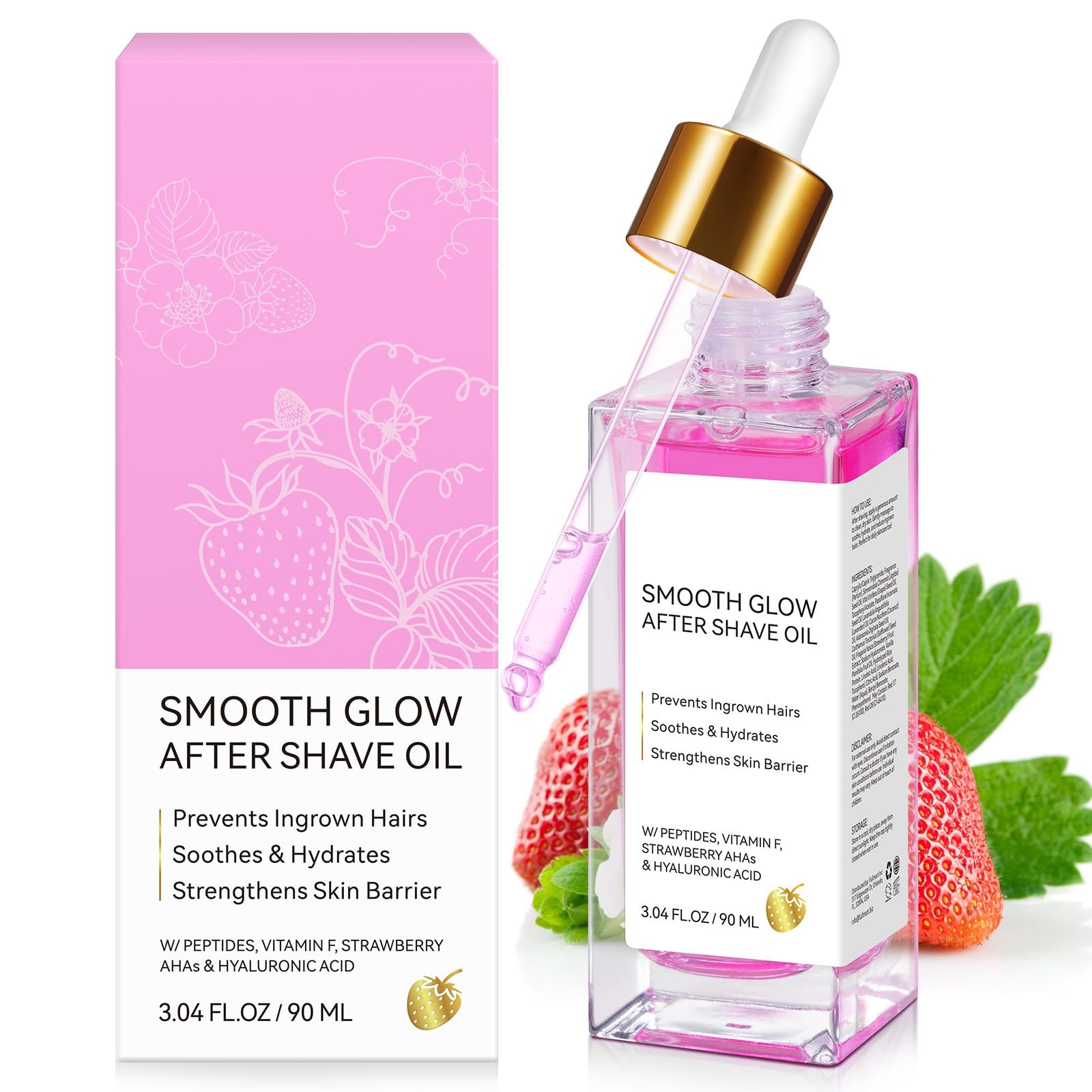 Strawberry Vanilla After Shave Oil Women for Smooth Skin, Soft Serve After Sh...