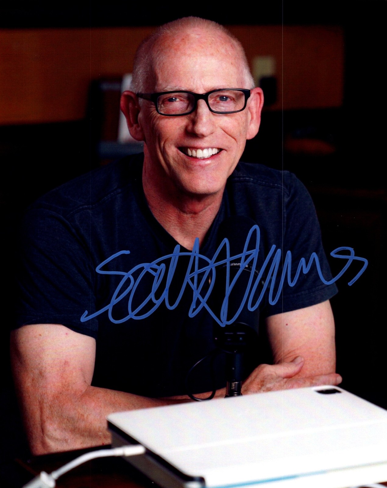 Scott Adams Smiling Indoor Setting Signed Autographed Photo Authentic 8X10 COA