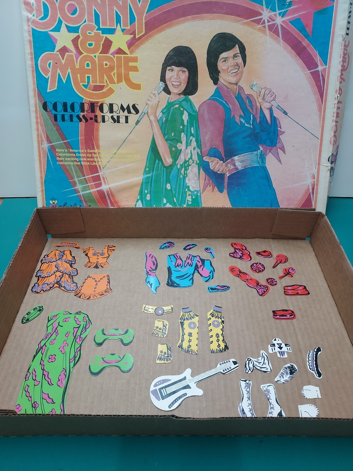DONNY & MARIE TV SHOW DollsS/Clothes Colorforms Missing Some Pcs. 1977 playset 
