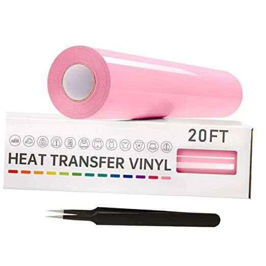  Heat Transfer Vinyl-12” x 20ft Iron on Vinyl Roll for Shirts, 12"×20ft Pink