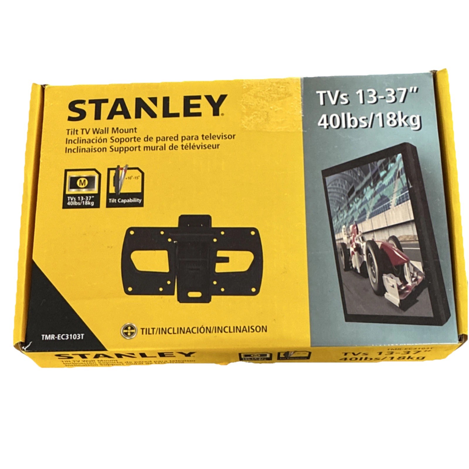 Stanley Tilt TV Wall Mount Black TMR-EC3103T 13-37 in 40 lb VESA 200x200