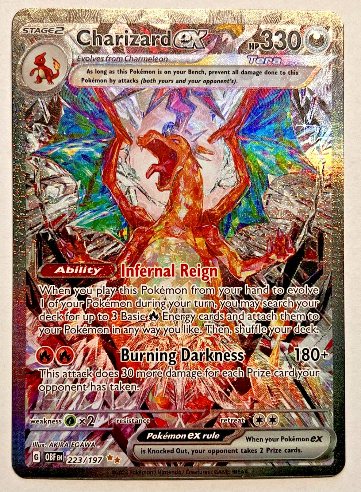 Pokemon Charizard ex 223/197 SV03: Obsidian Flames Special Illustration Rare NM