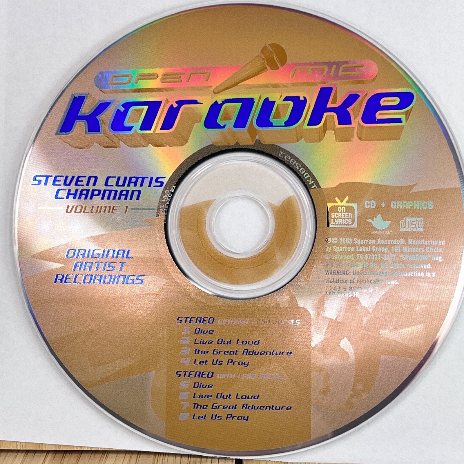 Open Mic Karaoke Steven Curtis Chapman Volume 1 CD+G TKD828538