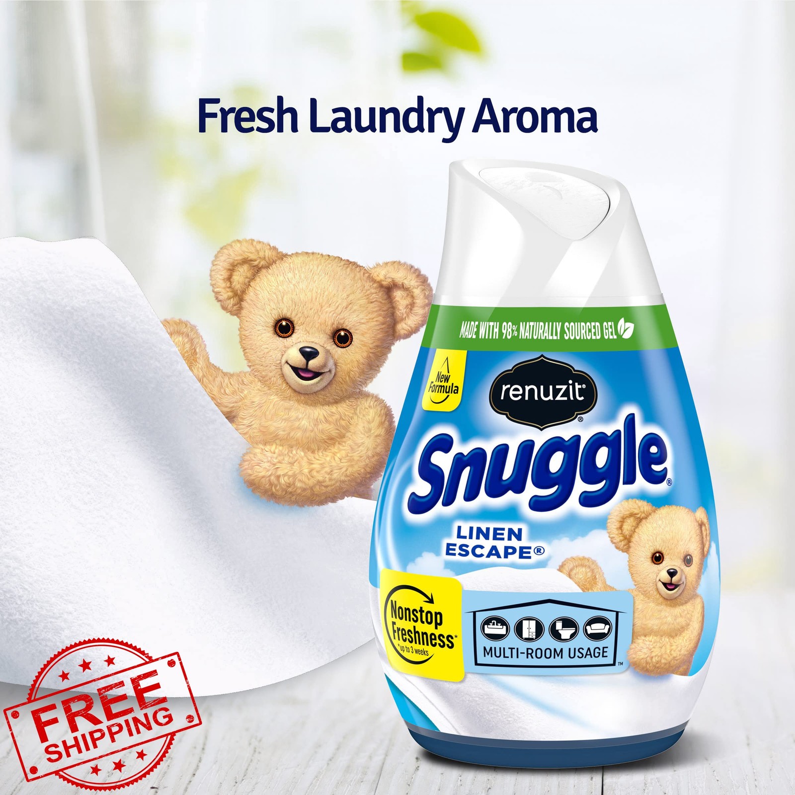 Renuzit Snuggle Solid Gel Air Freshener Linen Escape Scent 7oz 12 Count