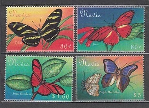 Nevis - Mail Yvert 1434/7 ** Mnh Fauna Butterflies