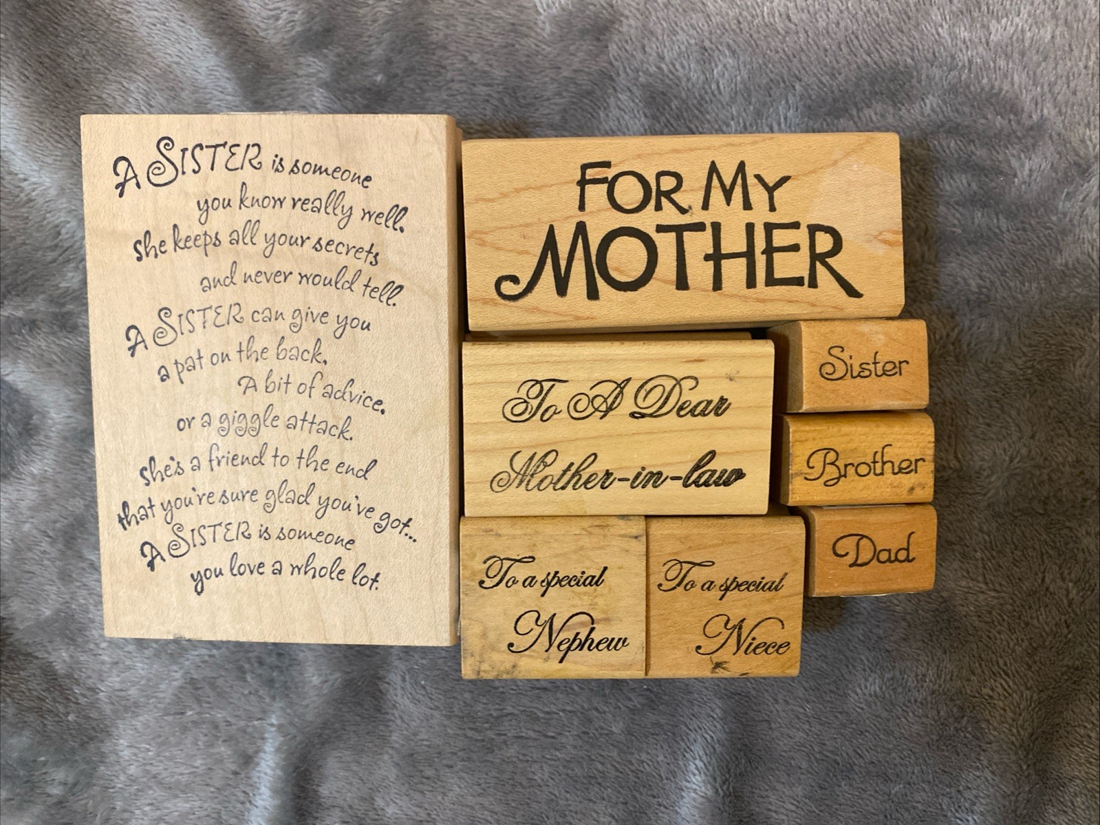 Rubber Stamps For Card Making, Crafts, Family, Lot Of 8