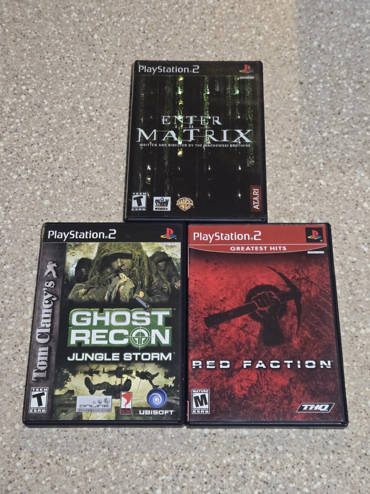 PS2 Game Lot (3) - Ghost Recon, Enter The Matrix, Red Fraction - Tested & CIB