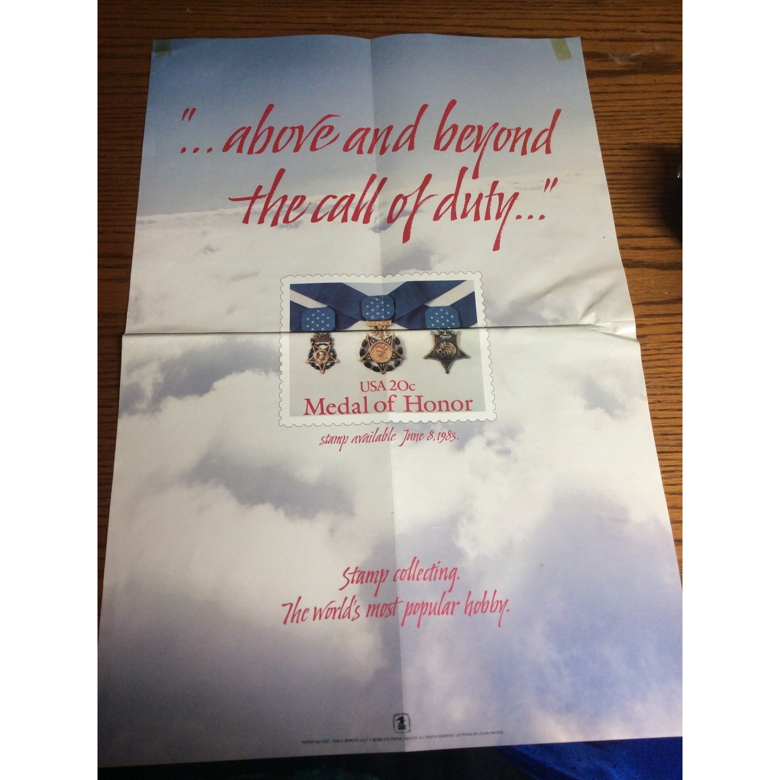 Vintage Above Call Of Duty Medal Of Honor1983 (POST OFFICE POSTER) CLASSIC!!!