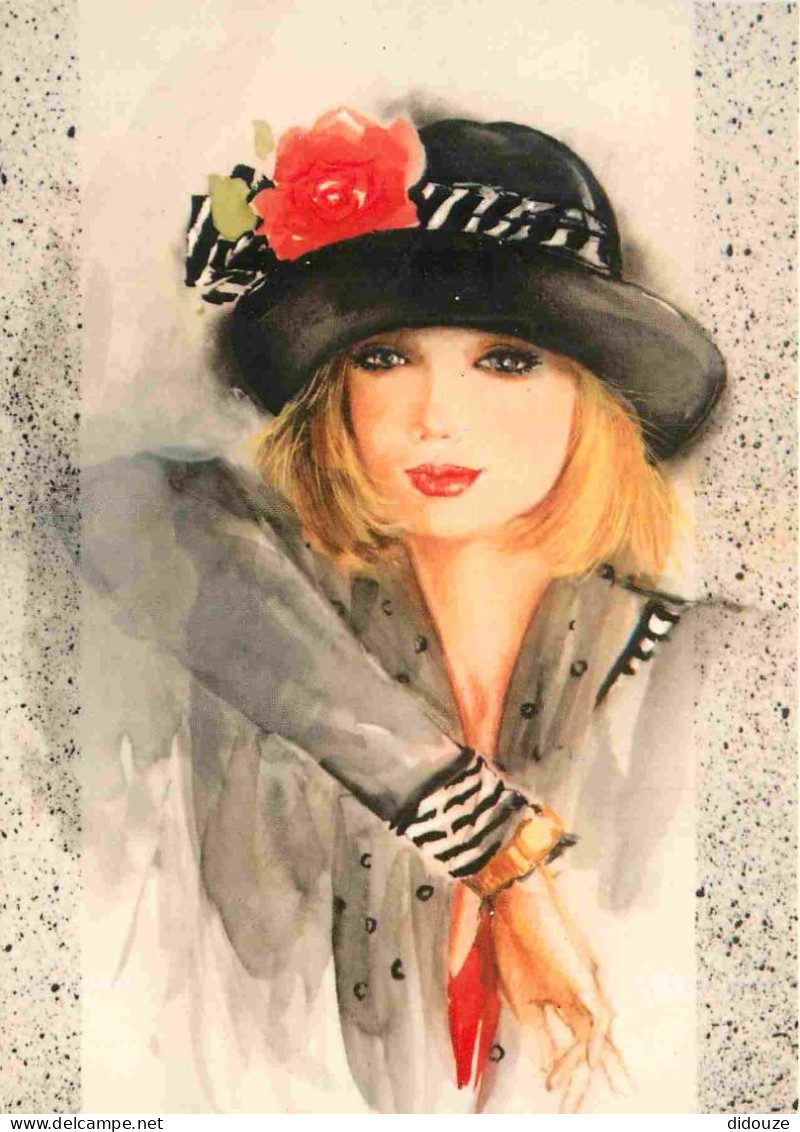 Postcard - women - drawing - illustration - CPM - see scans double-sided -