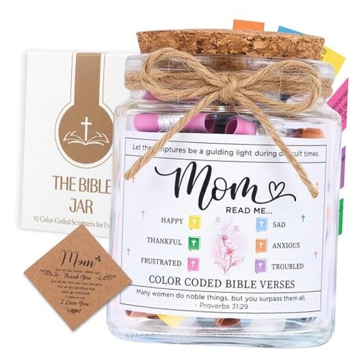 Gifts For Mom Birthday, Mom Gifts with Read Me When Bible Verse Jar, Best Gift 