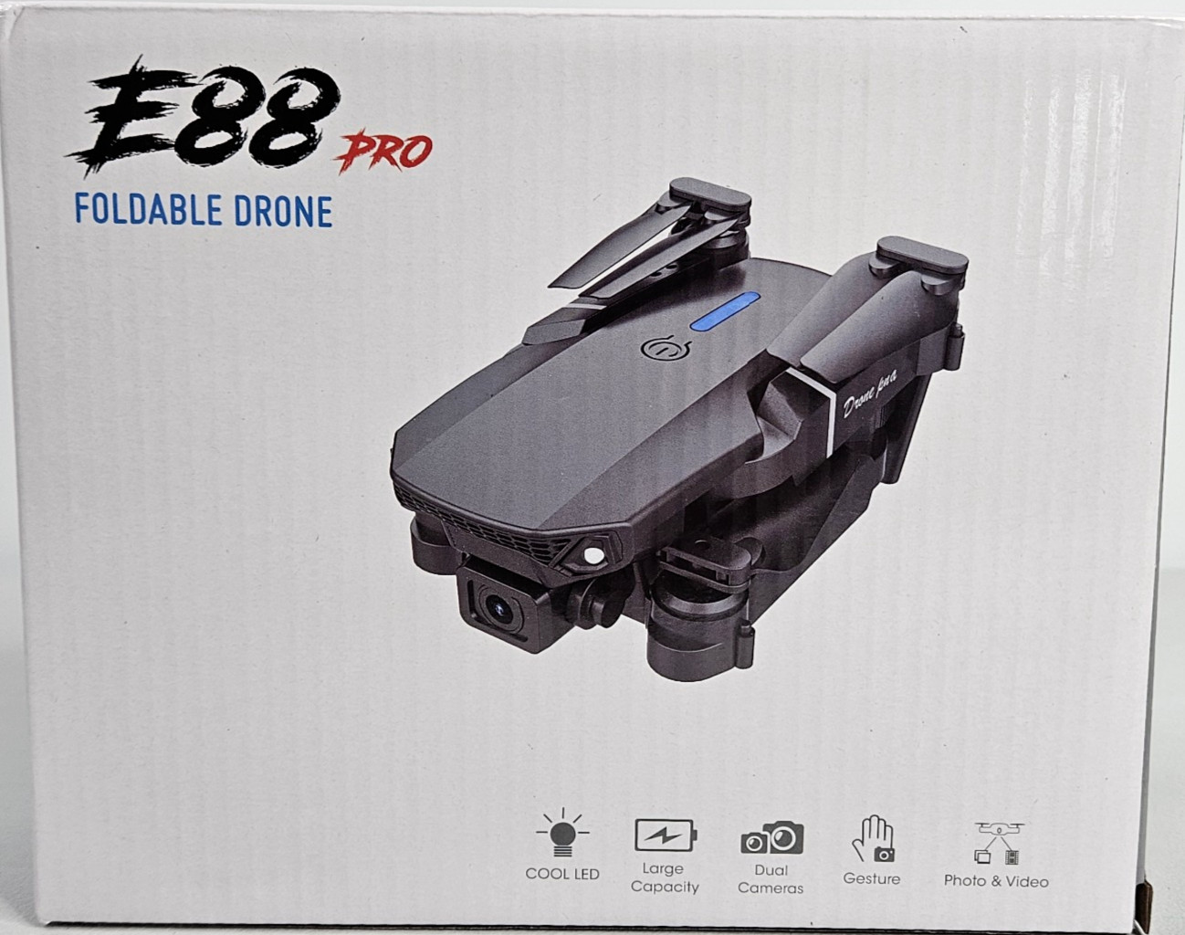 Foldable Black 4K Drone with Dual Camera 2 Batteries Height Hold App Control