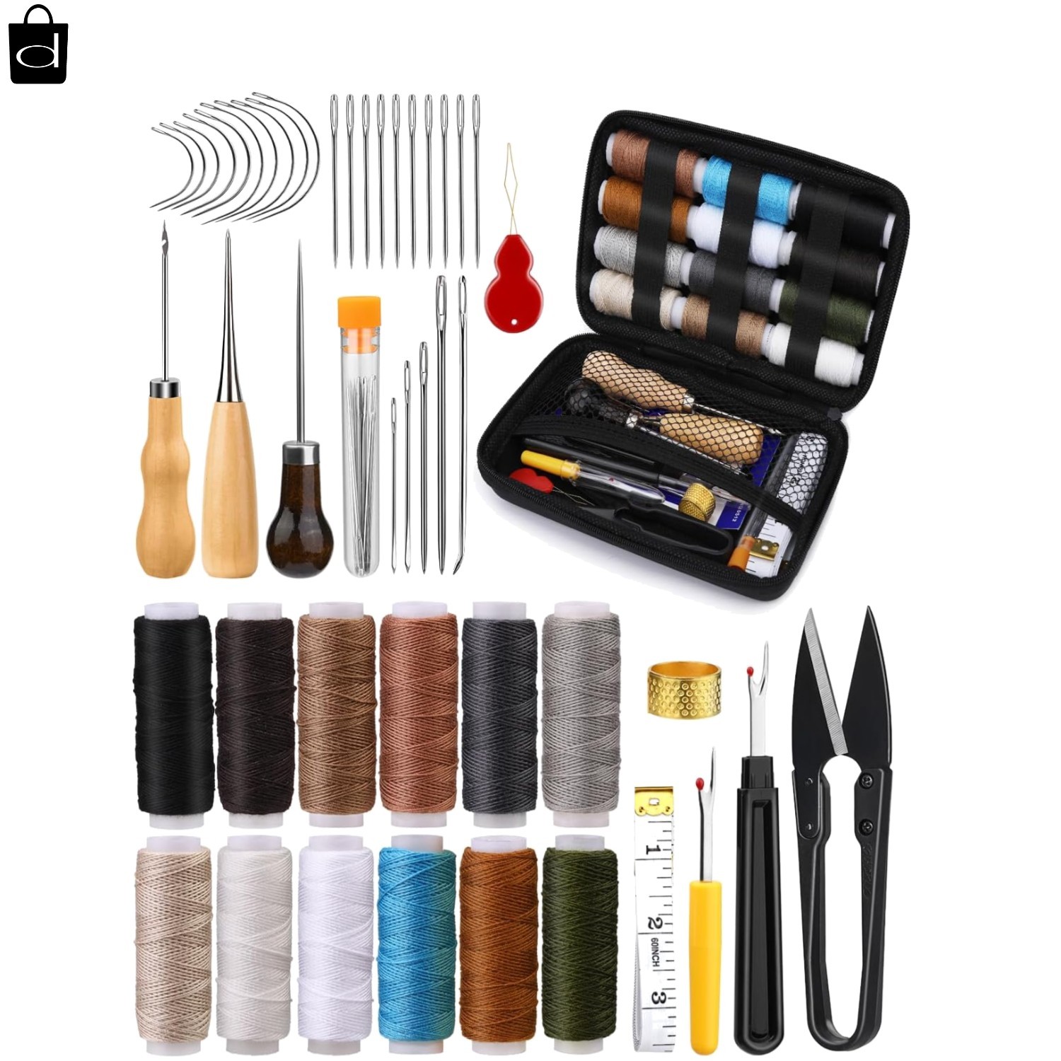 Leather Sewing Kit With Speedy Hand Stitcher Sewing Awl Waxed Thread Repair Tool