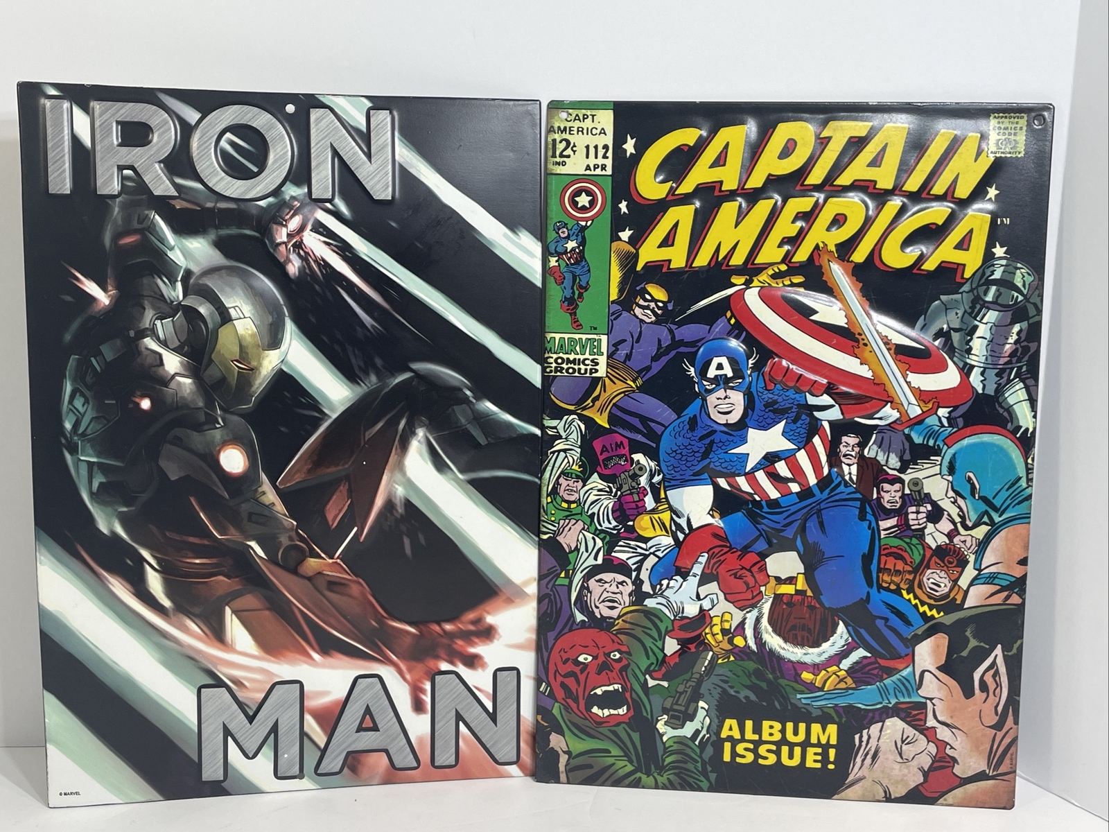 Open Road Marvel Avengers Metal Sign lot of 2 NEW Iron Man Captain America