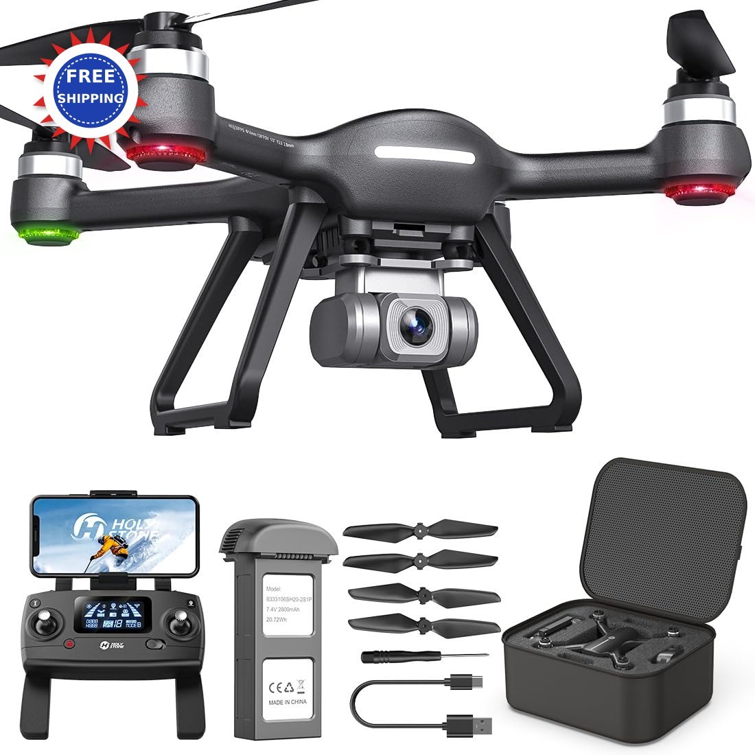 Drone 4K UHD with EIS Anti Shake 130 FOV Camera for Adults GPS Quadcopter 5GHz