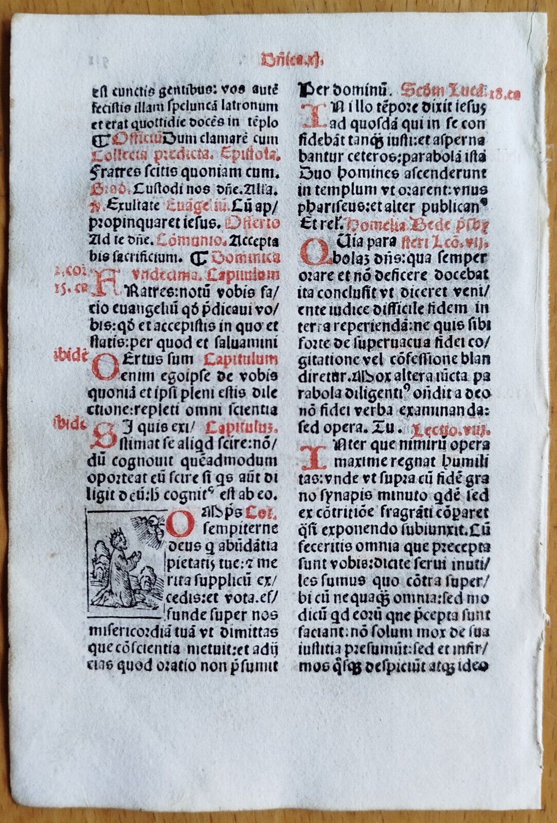 Post Incunable Leaf Brevarium Pataviensis Small Woodcut (511) - 1508