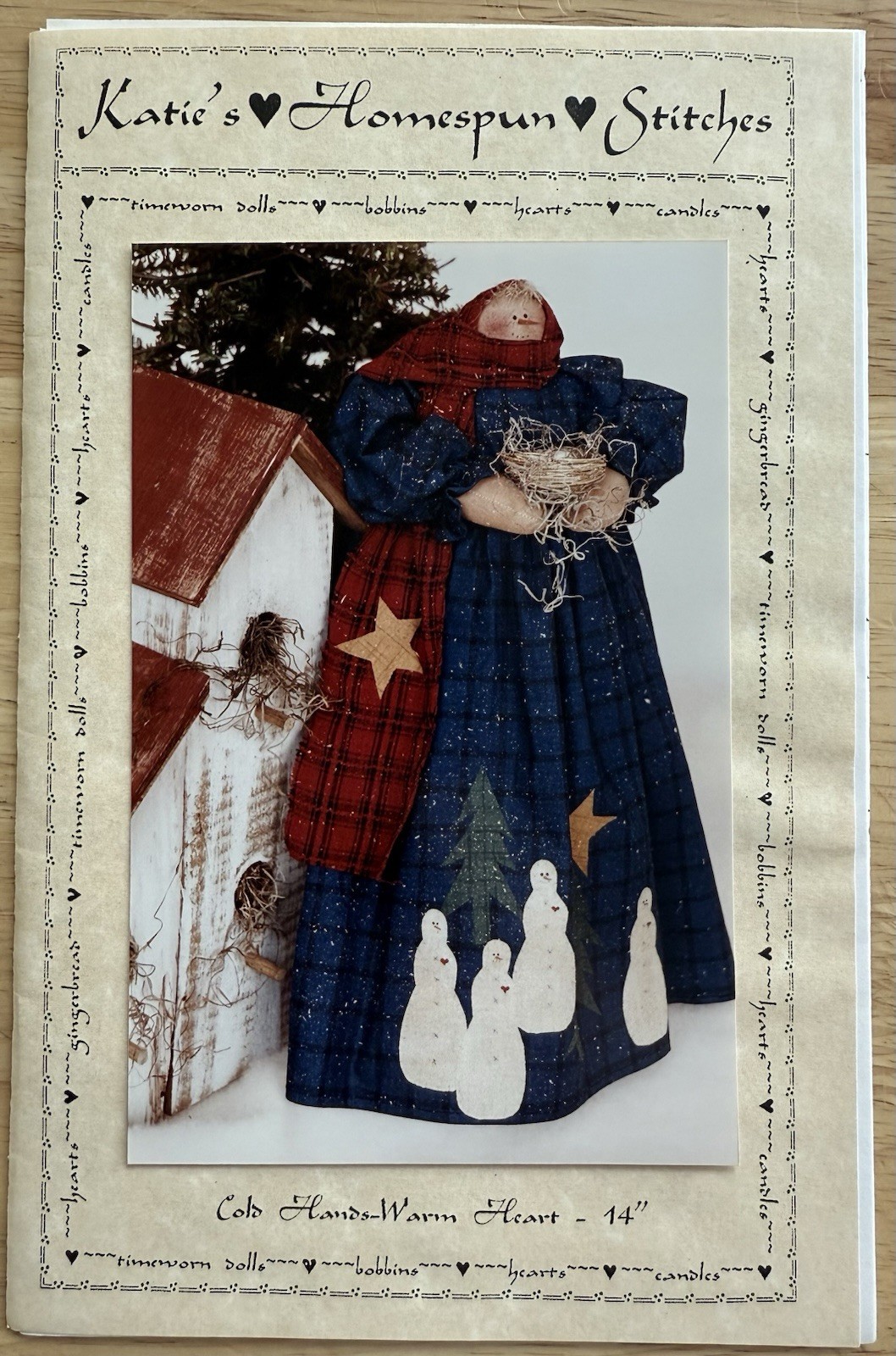 Katie’s Homespun Stitches Cold Hands - Warm Heart 16” Standing Snow Lady Pattern