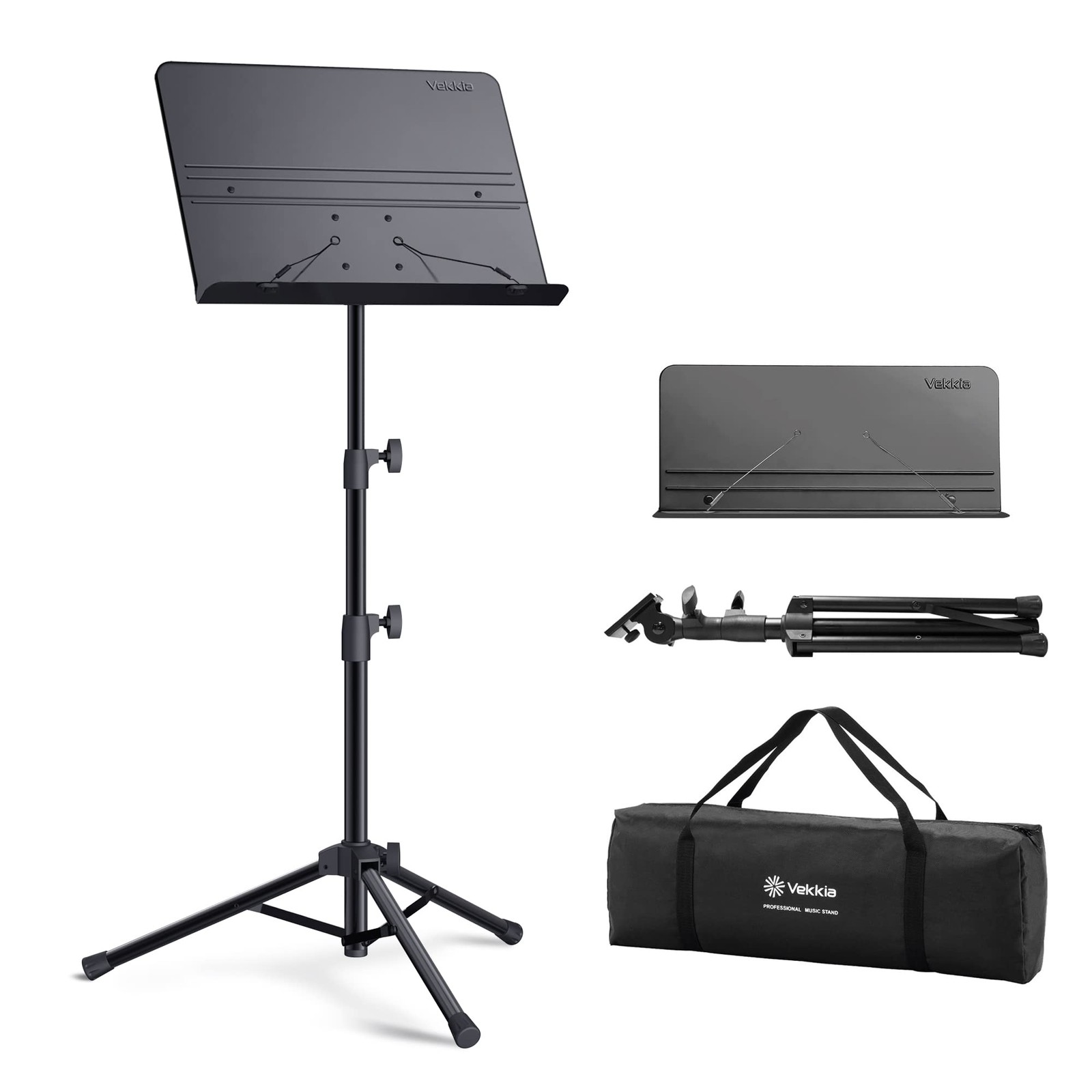 Professional Portable Sheet Music Stand - Folding Adjustable Holder, with Car...