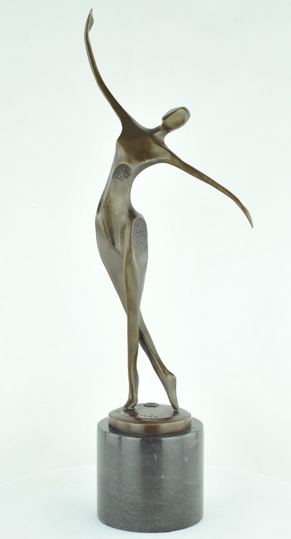 Modern Style Statue Sculpture Dancer Acrobat Art Deco Style Bronze Signed