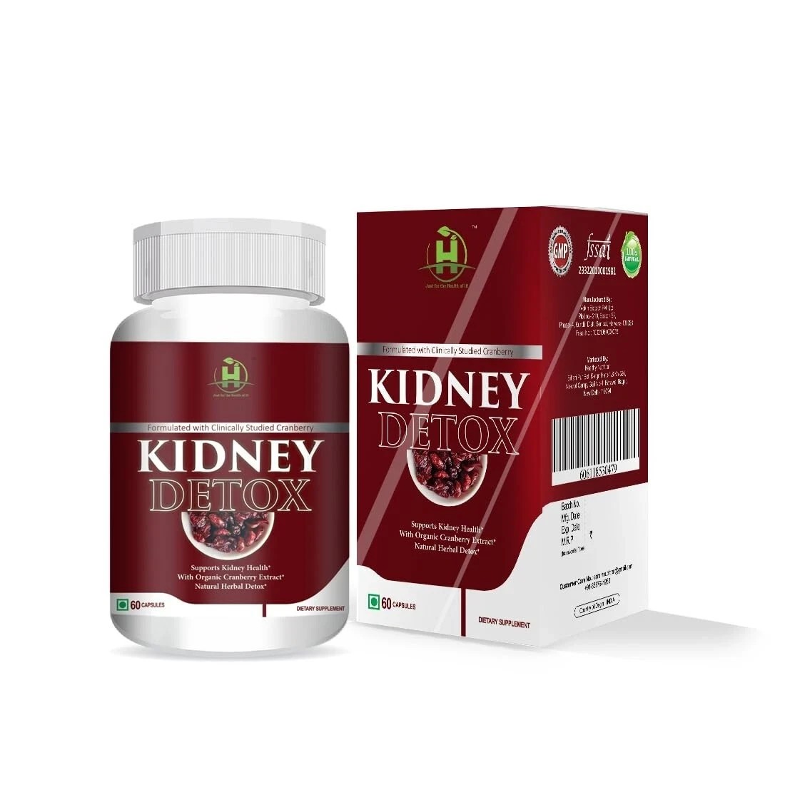 Healthy Nutrition Kidney Detox Veg Capsules with Cranberry Extract 60 Capsules