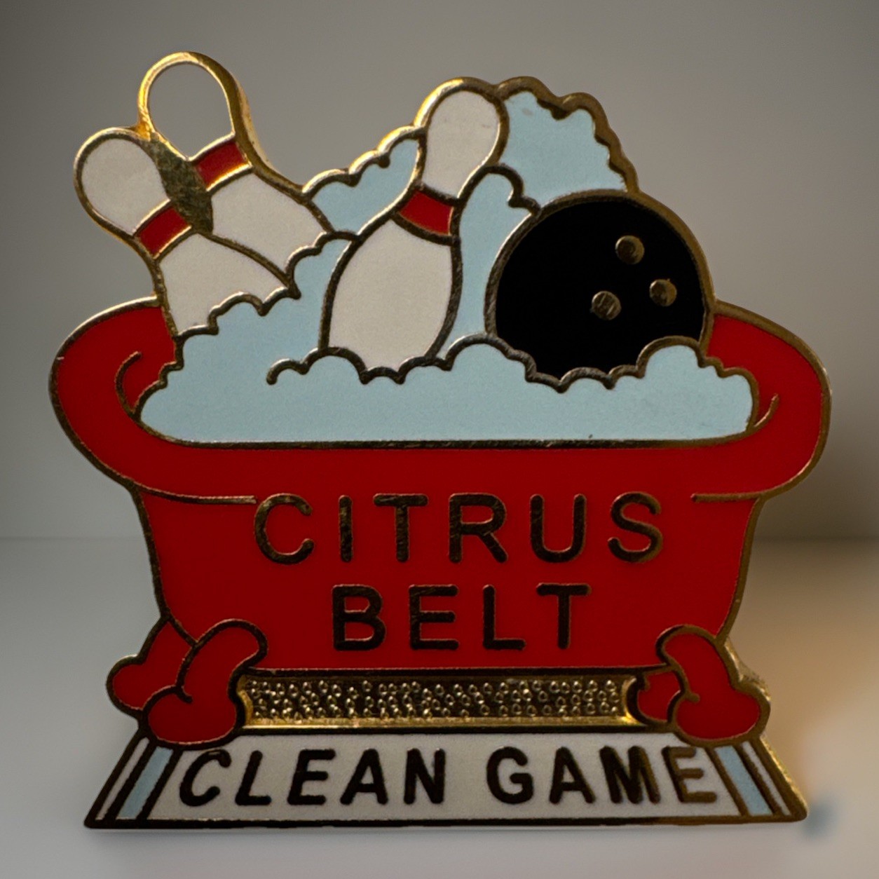 Vintage Citrus Belt Tournament 1987 Pin Bowling Enamel Hat Lapel