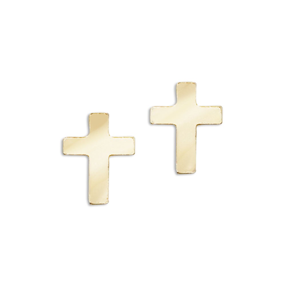 14K Yellow Gold Baby Cross Screwback Earrings