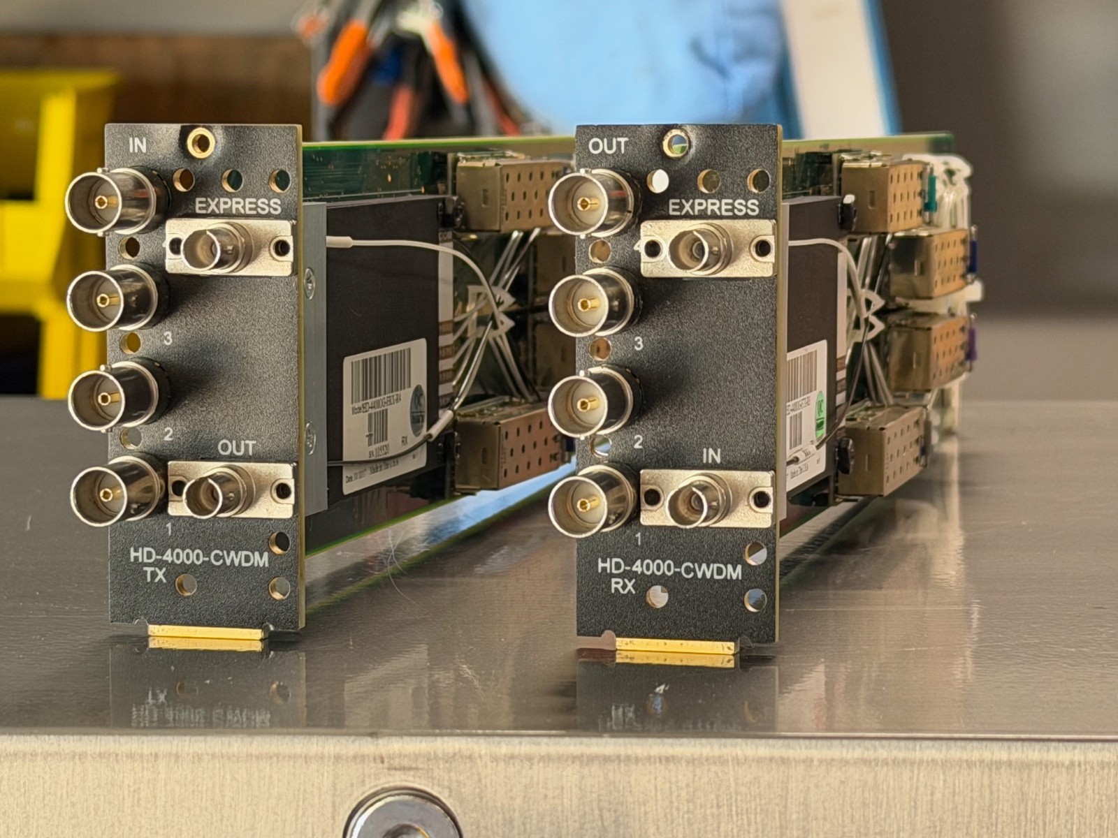 MultiDyne Open Gear 4 Ch Video Fiber Optics Cards HD-4400OG-FRX & HD-4400OG-FTX