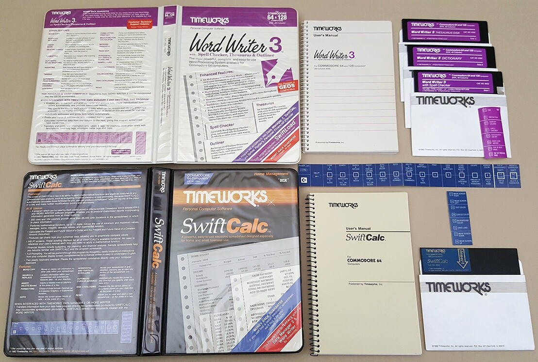 WORD WRITER 3 & SWIFTCALC ©1982-84 Timeworks, Inc. for Commodore 64 64C 128 128D