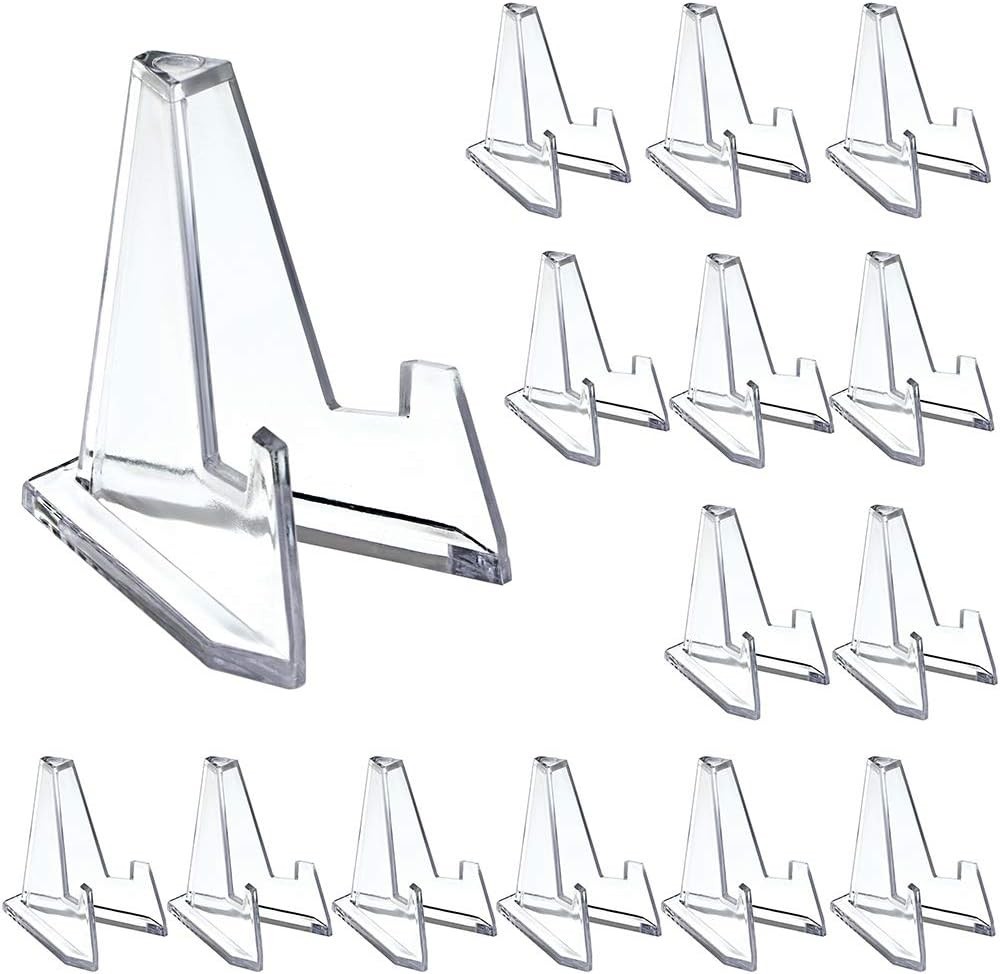 15 Packs Acrylic Easel Stands Clear Mini Coin Display Easel Holder Displaying