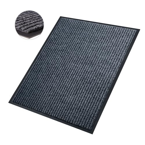 Front Door Mat,3'x4'Indoor Outdoor Door Mat,Heavy Duty Durable 36"x48" Black