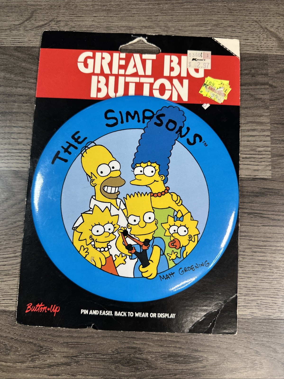 1990s The Simpsons Family Portrait Great Big Button Pin and Easel Back Style