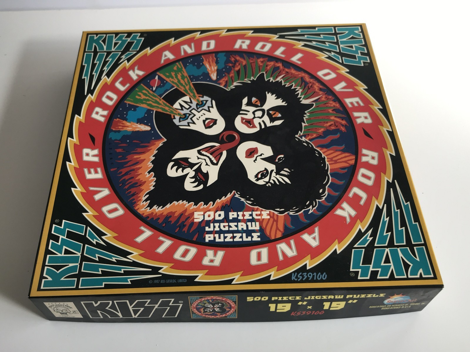 KISS Rock And Roll Over 19" x 19" 500 Piece 1997 Jigsaw Puzzle, Open Box