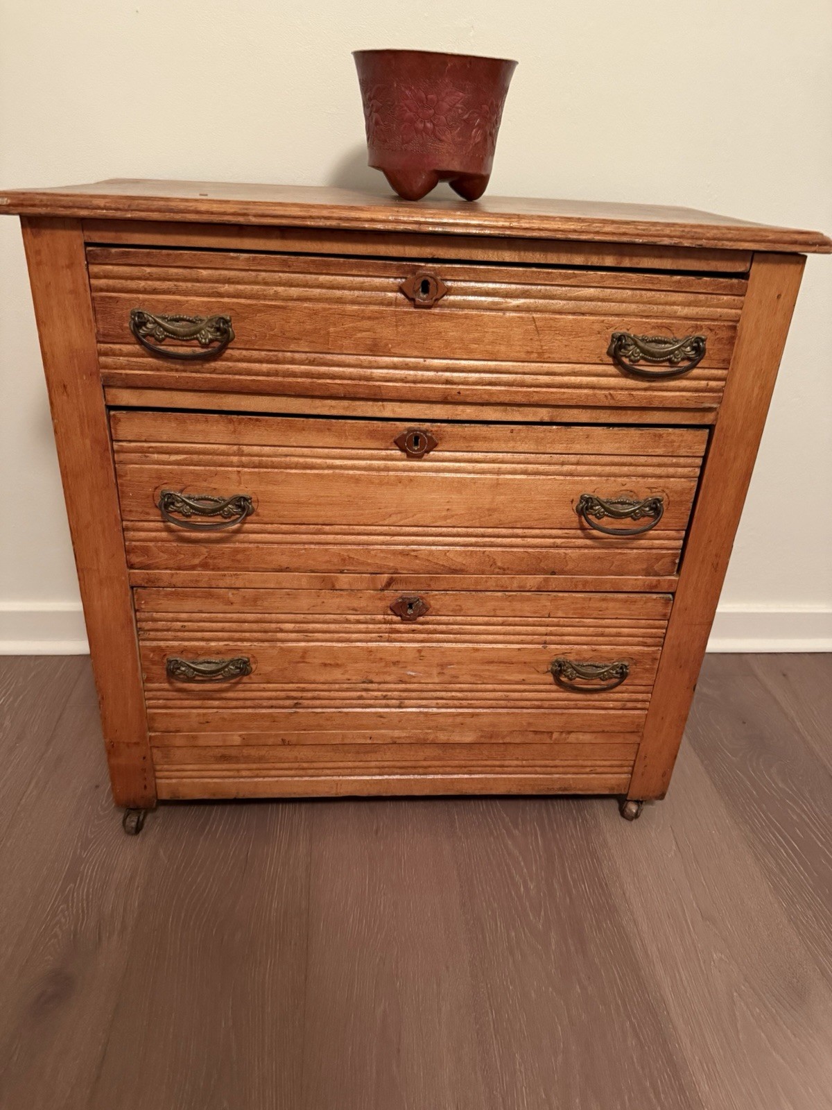 Antique Oak Eastlake 3 Drawer Dresser
