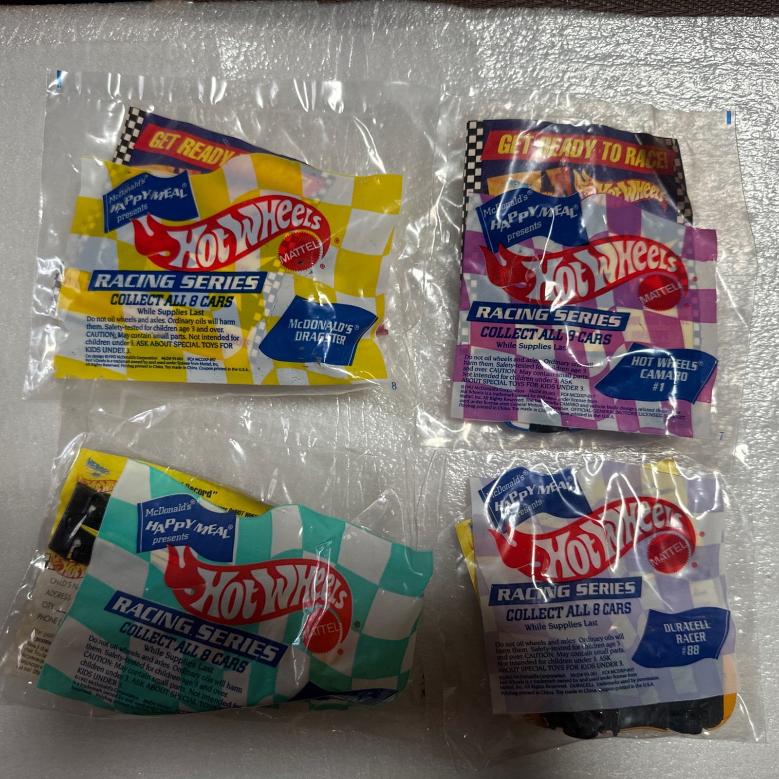 Hot Wheels McDonald's Happy Meal Toys New Set Of 4 Racing Series 1992