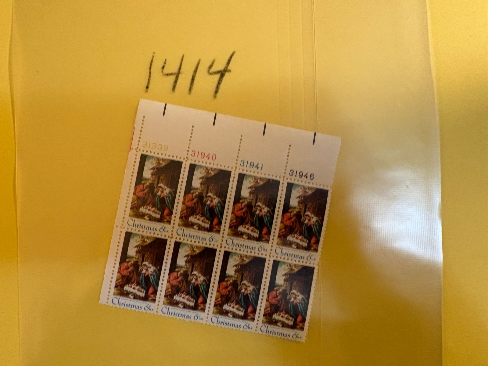 U. S.  plate block- 1414 - Christmas 1970 - comb. shipping!