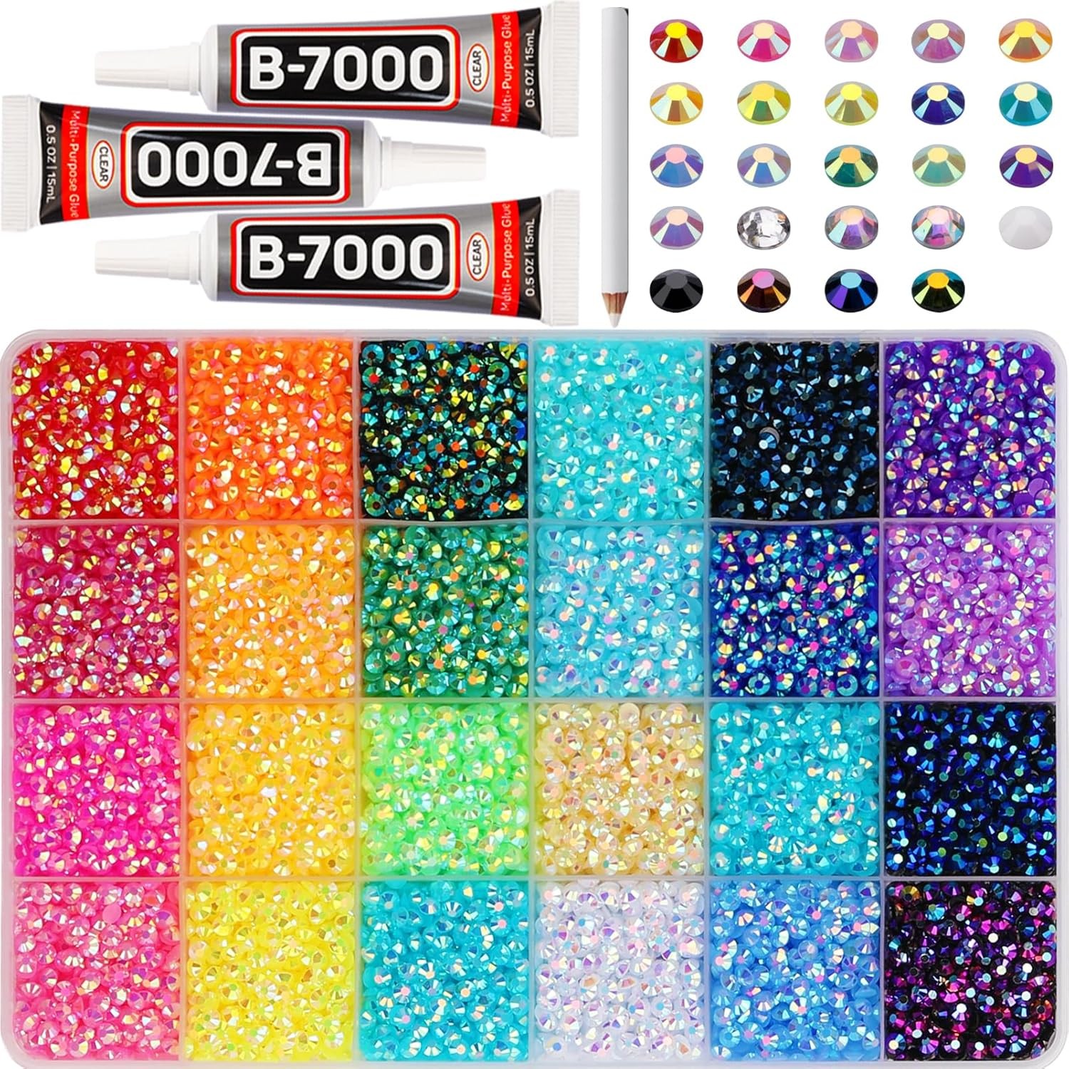 17000Pcs 4mm Rainbow Jelly Colorful Rhinestones Flatback Crystal Gems for Crafts