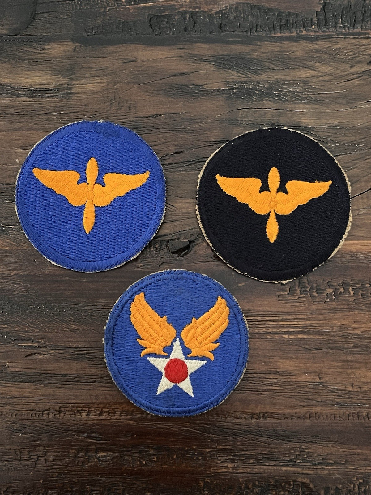 ORIGINAL PERIOD WWII WW2 US ARMY AAC USAAF LOT OF THREE(3) PATCHES FE CE