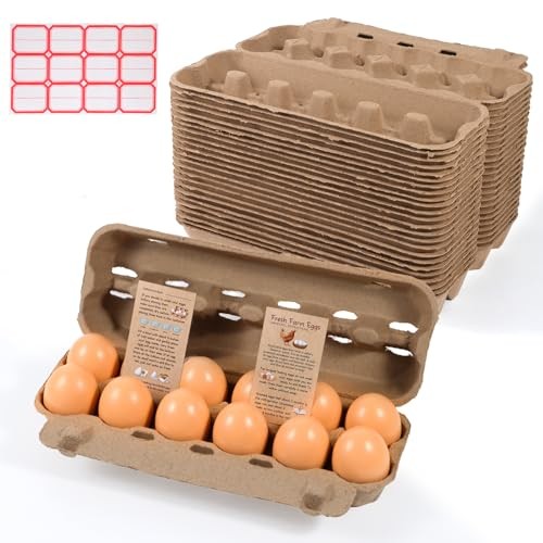 -Pack Bulk Empty Egg Cartons for Storage, 12-Count Natural Paper Pulp 24